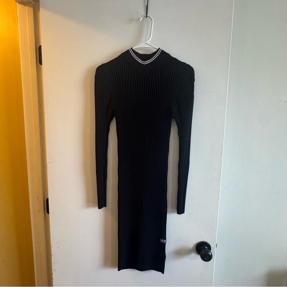 G-Star Black Ribbed Long Sleeve Sheath Dress
